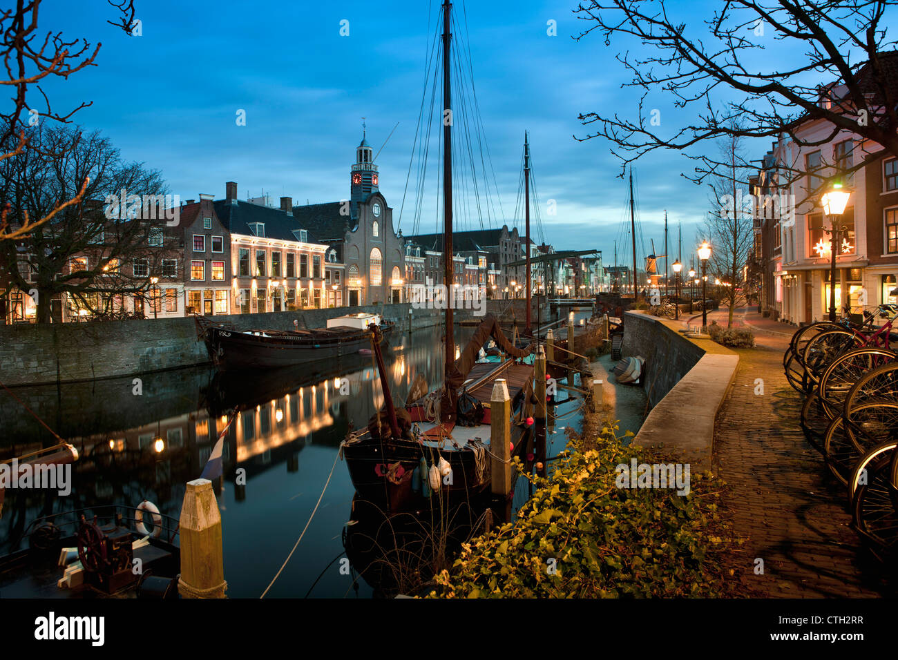Les Pays-Bas, Rotterdam, Vieux port proche centre appelé Delfshaven. Banque D'Images