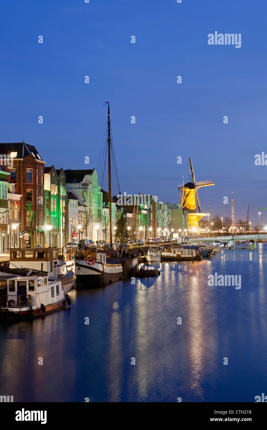 Les Pays-Bas, Rotterdam, Vieux port proche centre appelé Delfshaven. Banque D'Images
