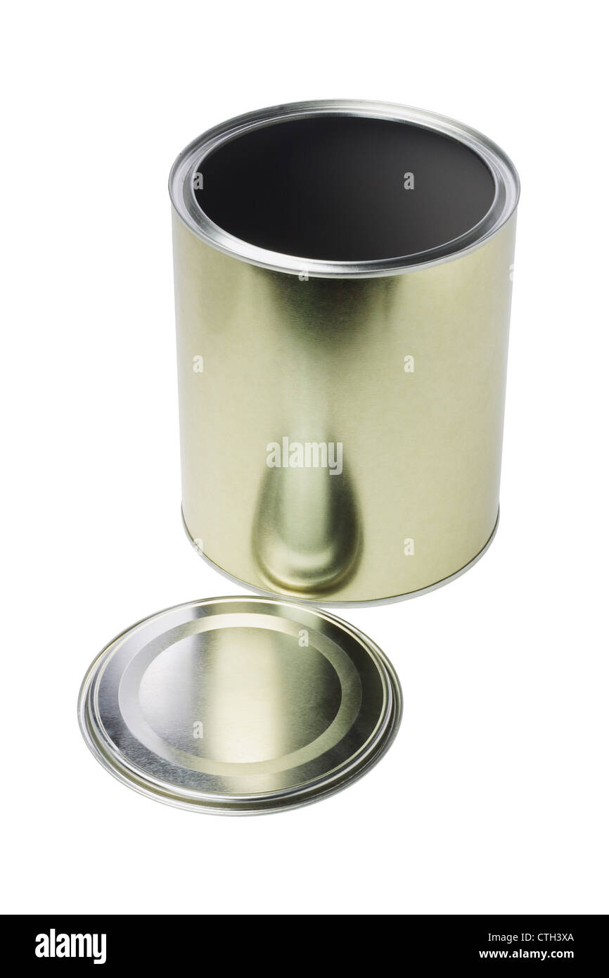 Ouvrir boîte de conserve vide sur fond blanc Photo Stock Alamy