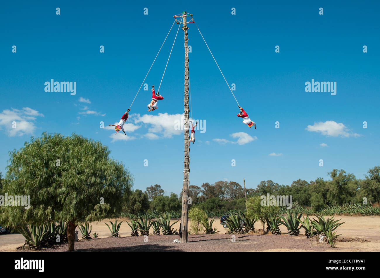 Los Voladores de Teotihuacán, Mexique Banque D'Images