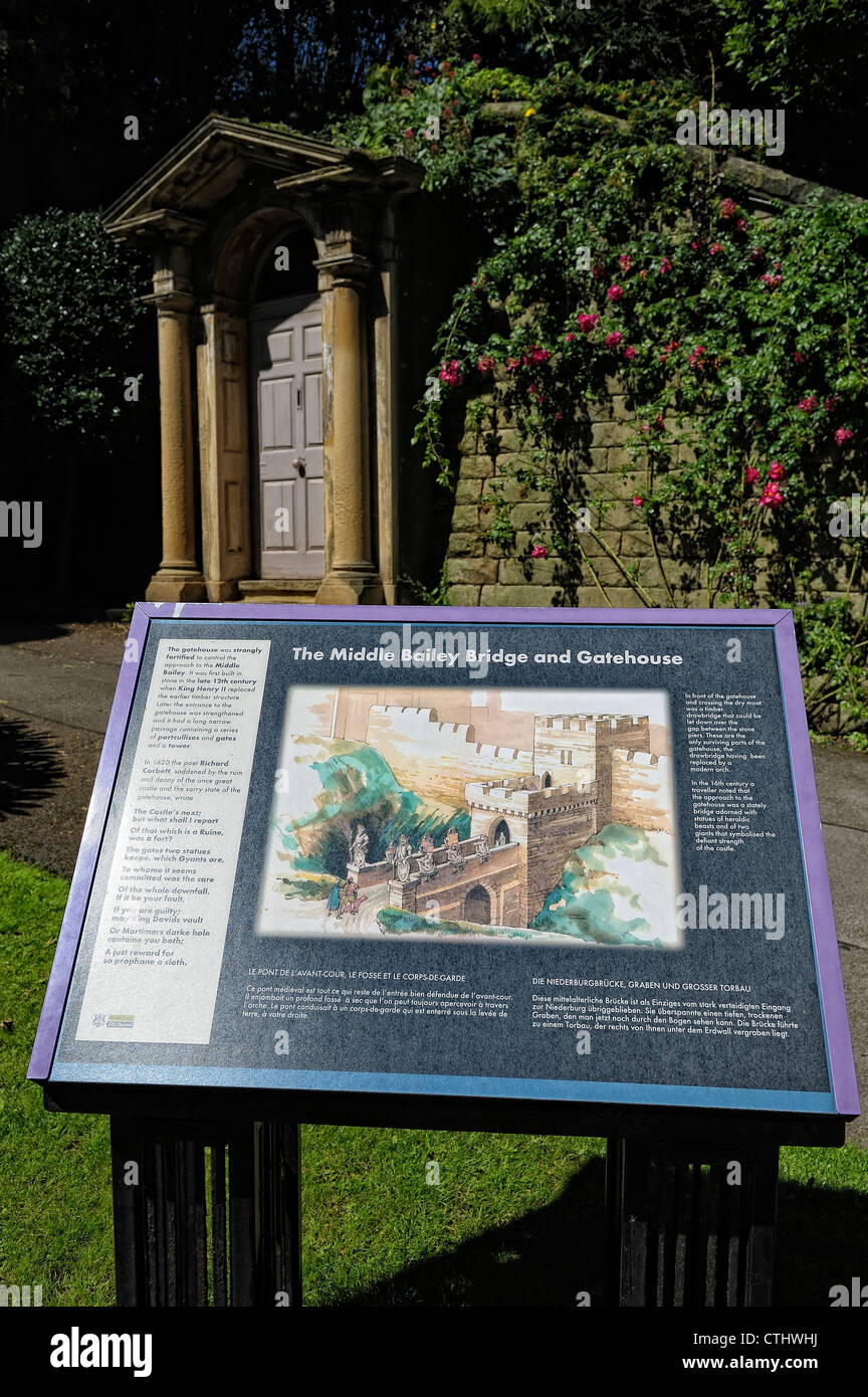 Informations touristiques sur le château de Nottingham en Angleterre signe Banque D'Images
