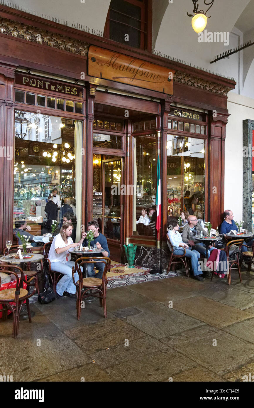Café Mulafsano, Piazza Castello , Piemont, Italie Banque D'Images