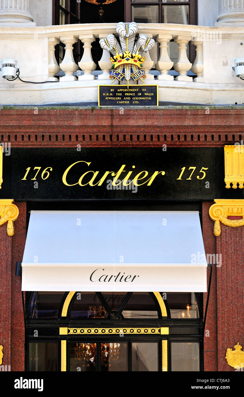 Londres, Angleterre, Royaume-Uni. Boutique Cartier façade dans Old Bond Street Banque D'Images