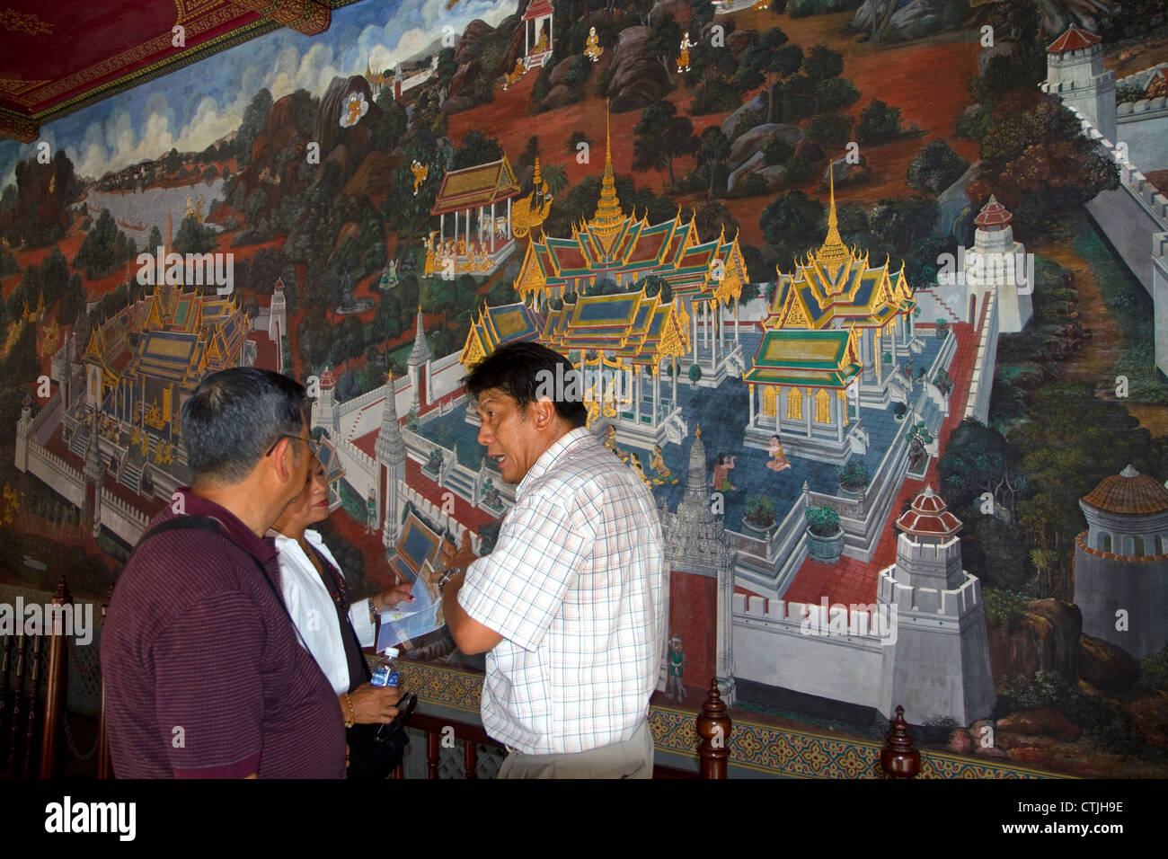 Peinture murale au Grand Palais à Bangkok, Thaïlande. Banque D'Images