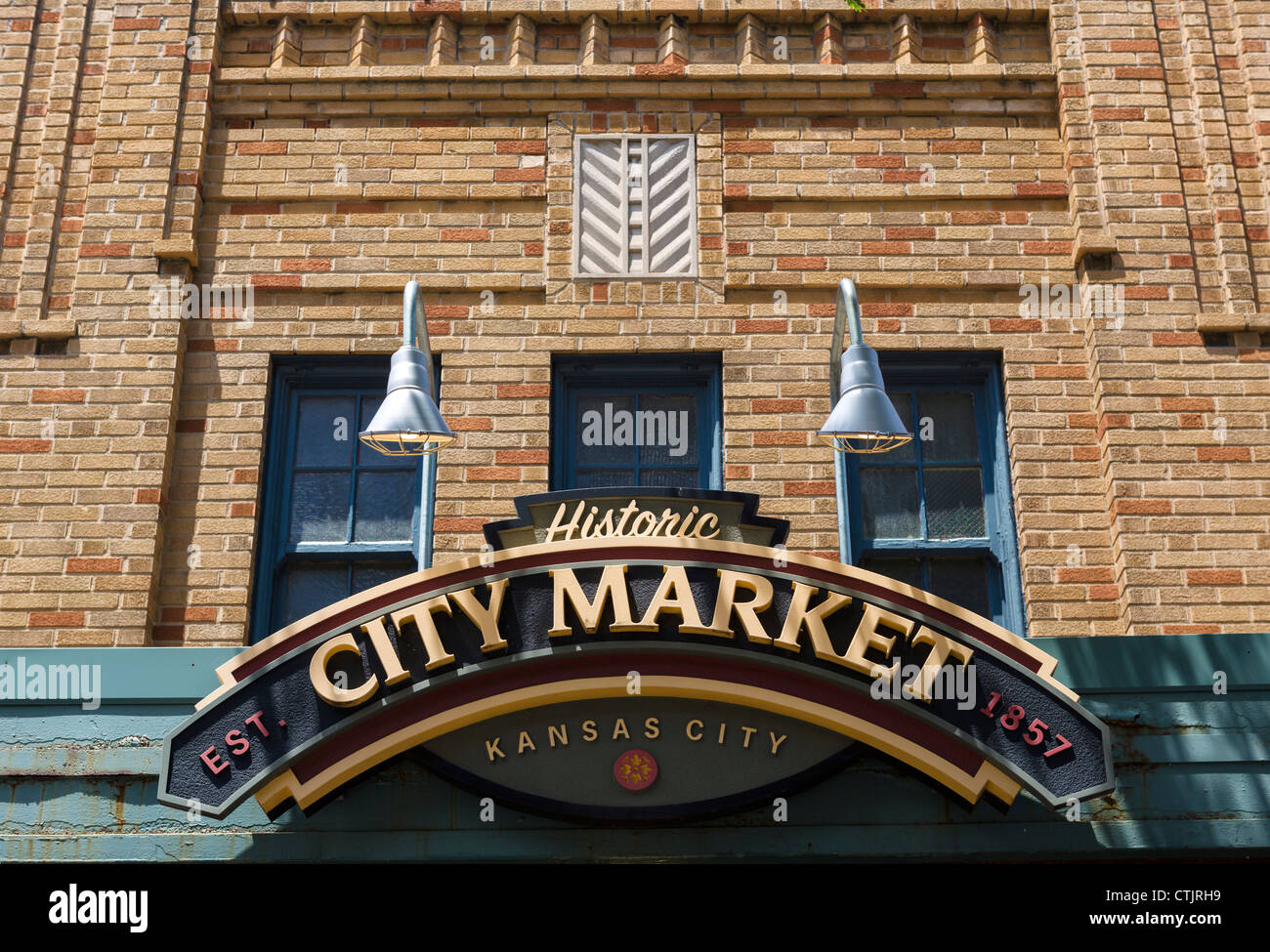 Entrée de la ville historique, le marché du quartier Rivière, Kansas City, Missouri, États-Unis Banque D'Images