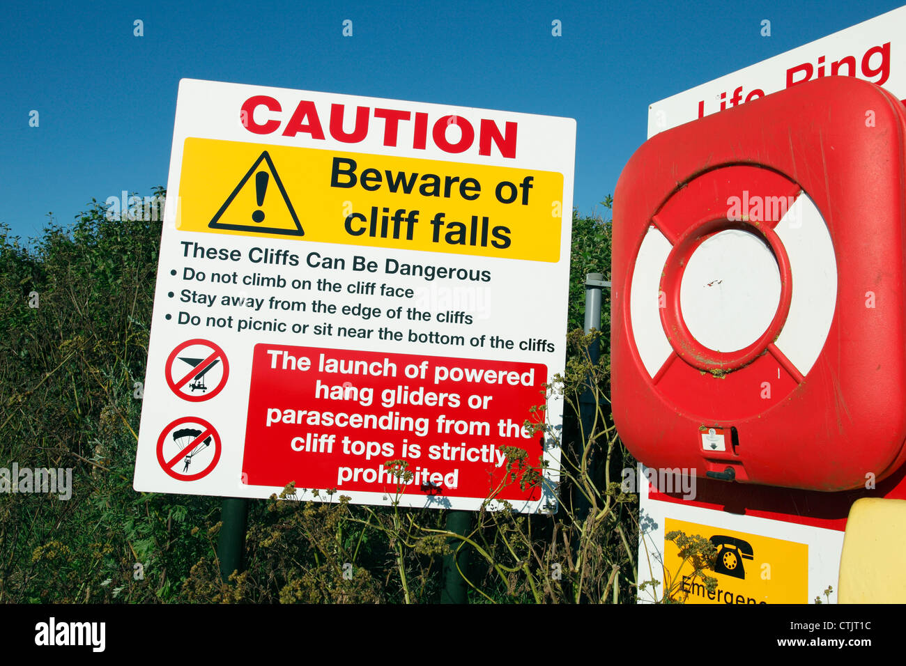 Un panneau d'avertissement sur la plage de Hunstanton, North Norfolk, Angleterre, Royaume-Uni Banque D'Images