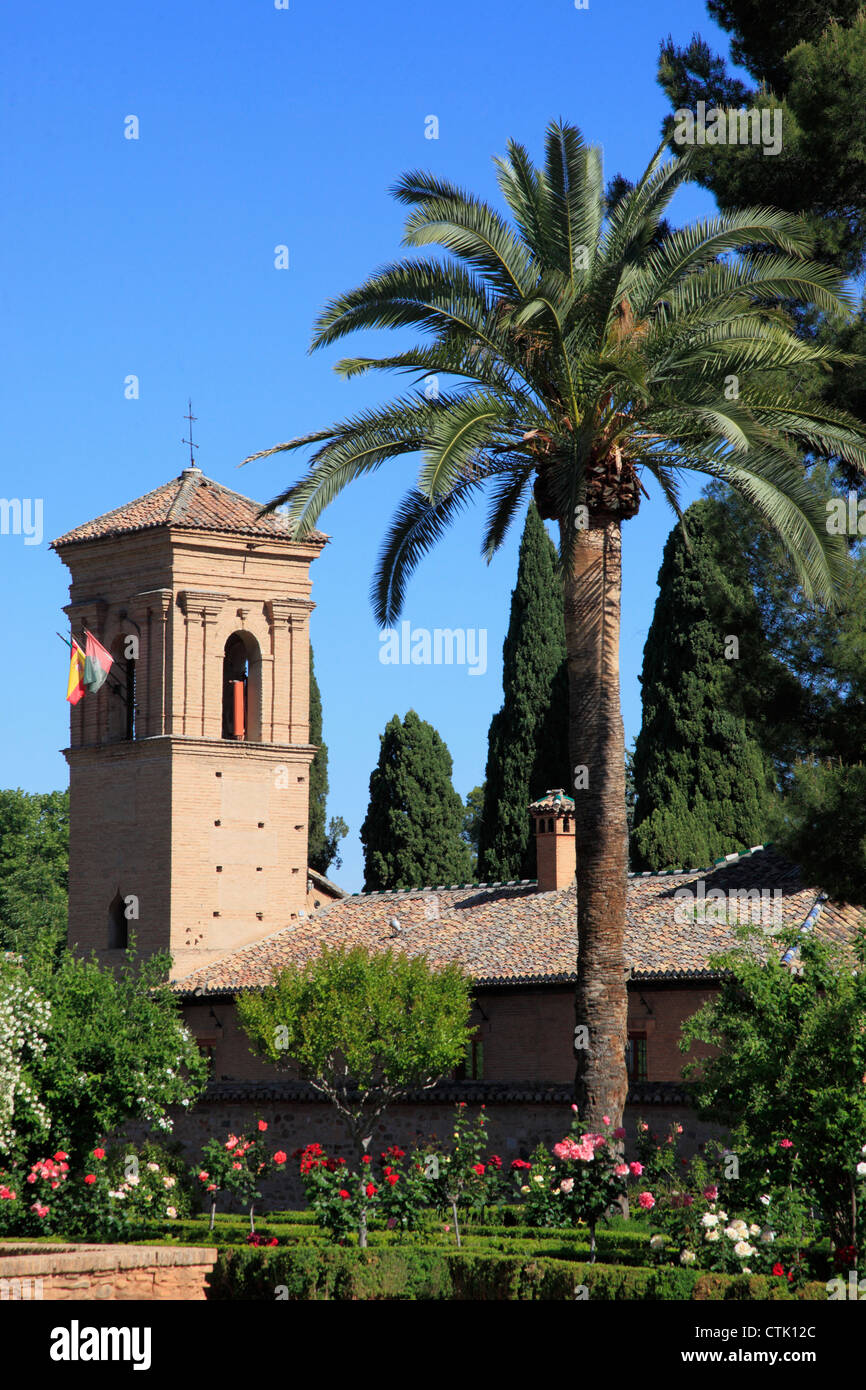 Espagne, Andalousie, Grenade, Alhambra, Jardines de Partal, jardins, Banque D'Images