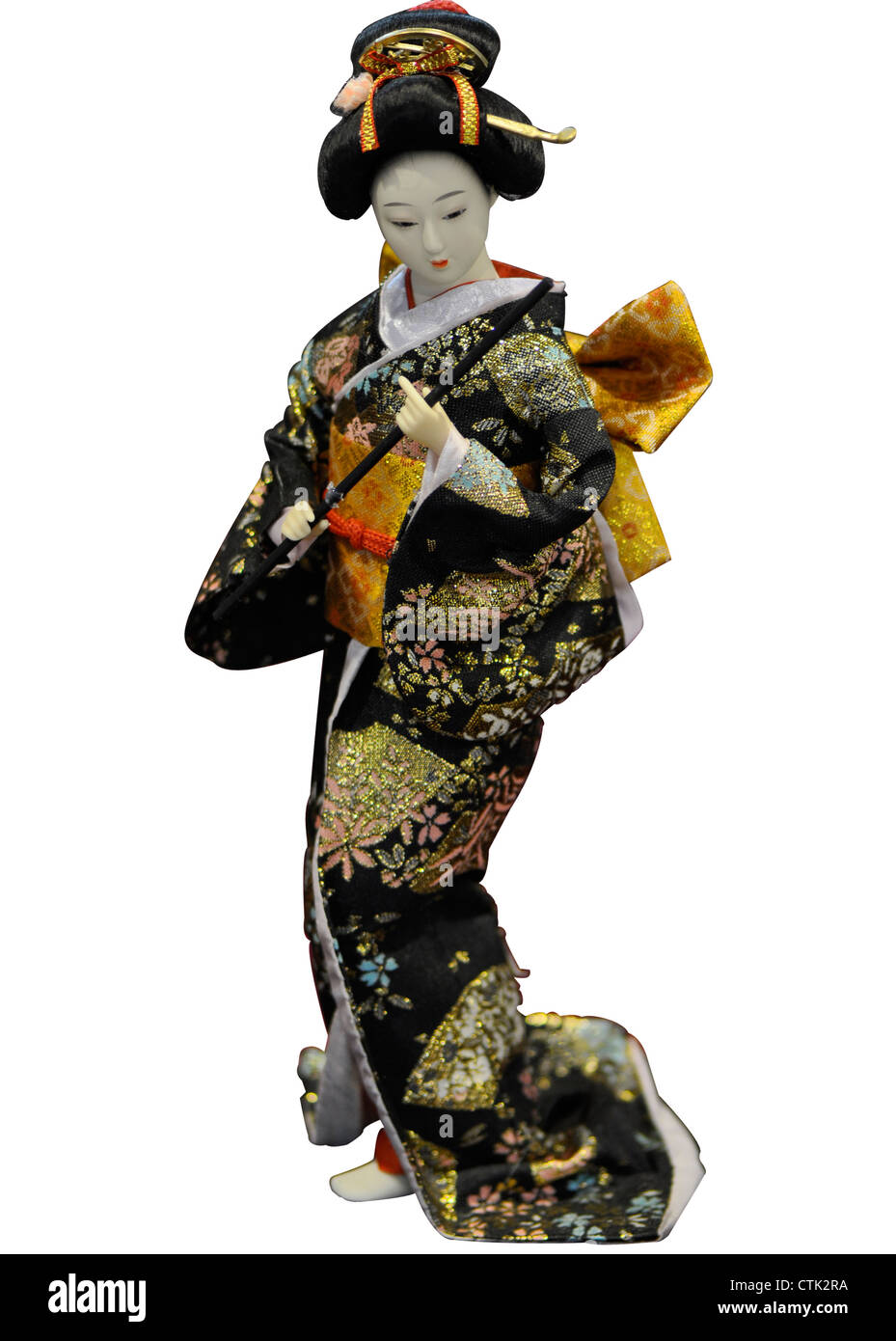 Geisha toy isolé sur fond blanc Banque D'Images