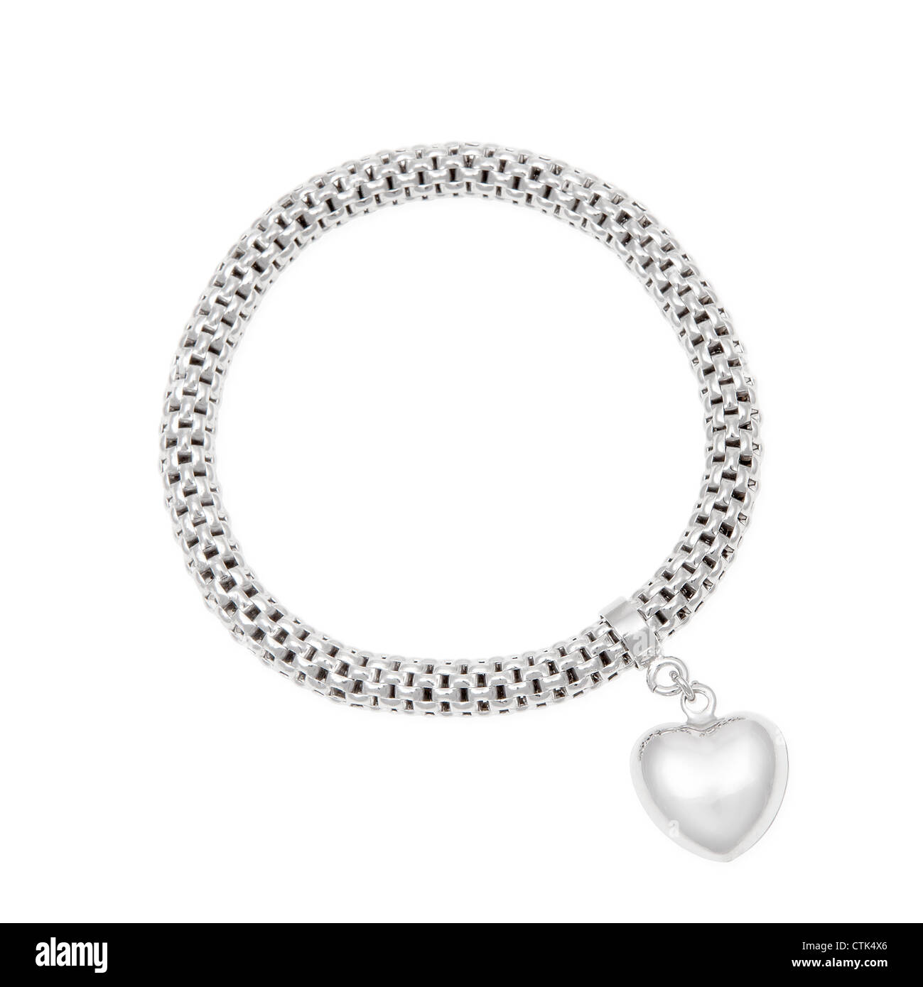 Coeur en argent bracelet Bijoux Bijoux ( ) chaîne collier corde. Banque D'Images