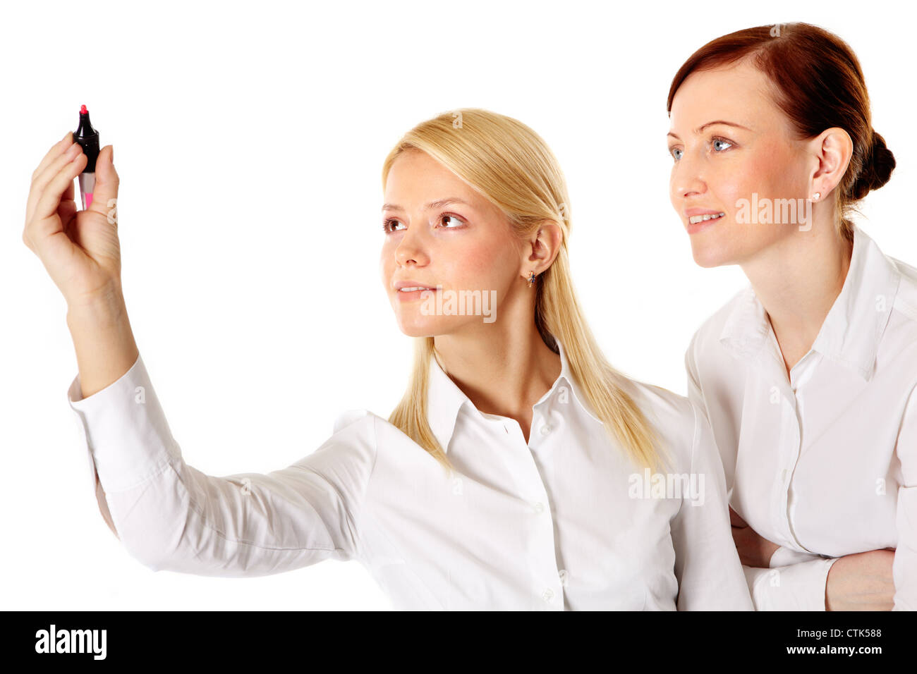 Étudiant propose une solution, son superviseur l'approbation Banque D'Images