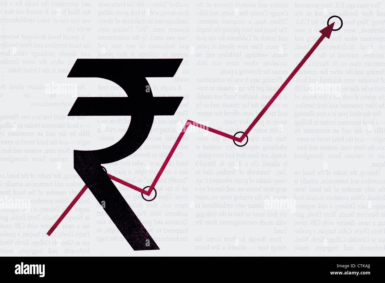 Rupee symbole avec la flèche graphique Banque D'Images