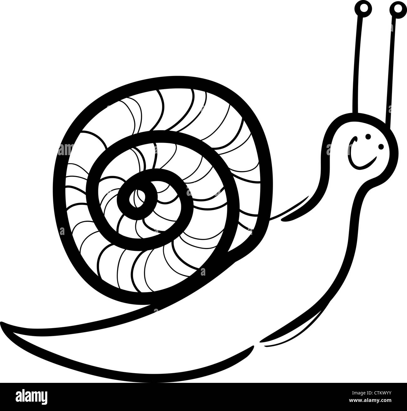 Cartoon illustration d'escargot mignon avec shell pour Coloring Book Banque D'Images