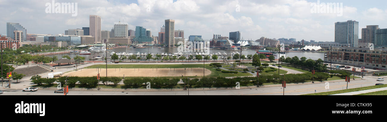 Panorama de Baltimore Inner Harbor Waterfront Banque D'Images