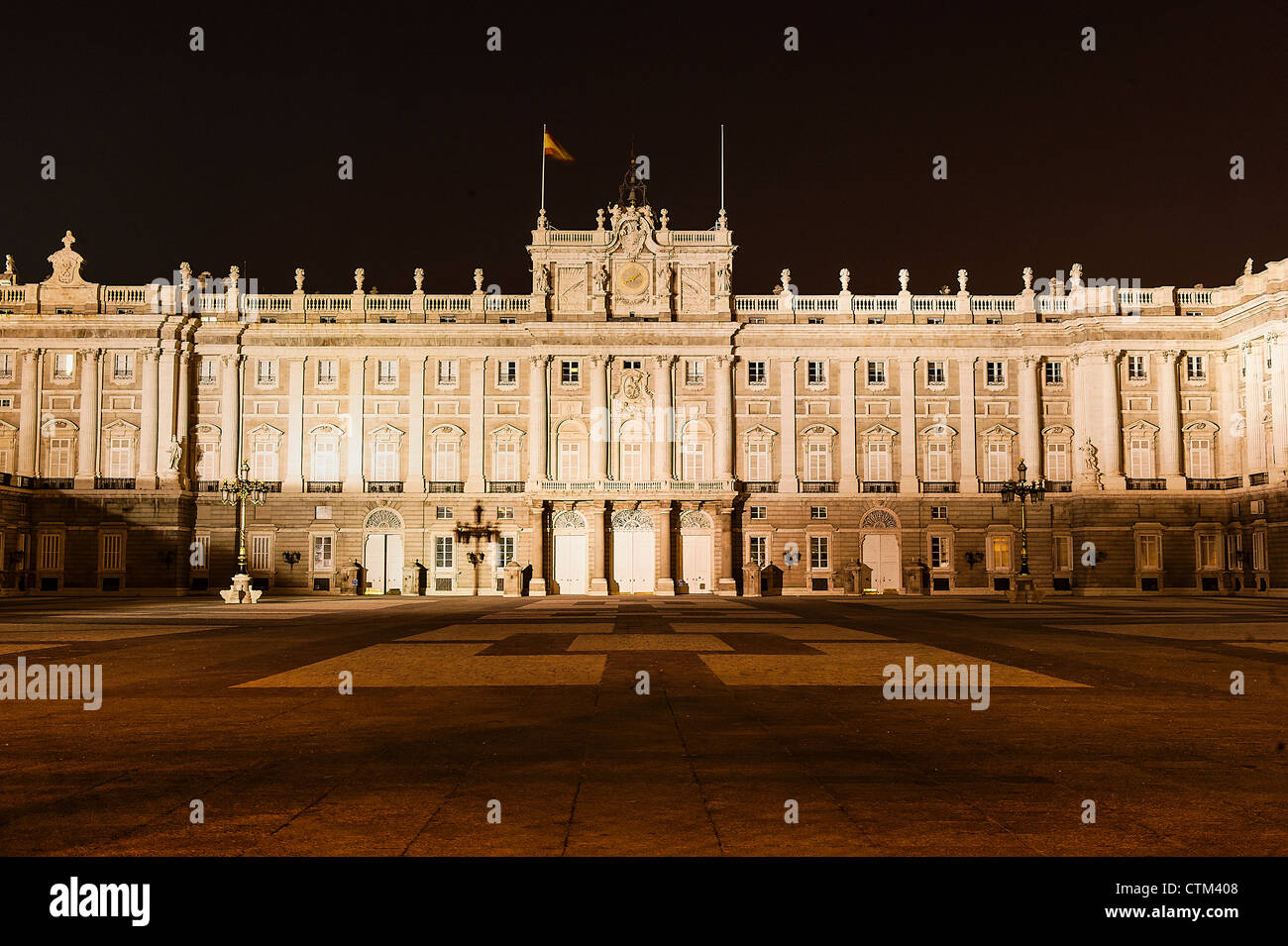 Palais Royal de nuit, Madrid, Espagne Banque D'Images