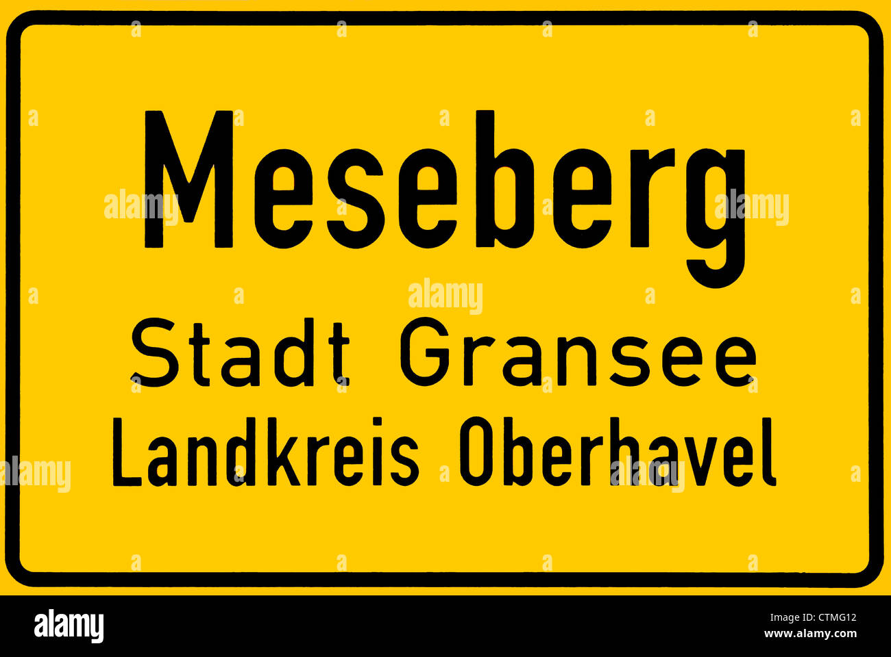 Nom de lieu signe de Meseberg, près de Berlin. Banque D'Images