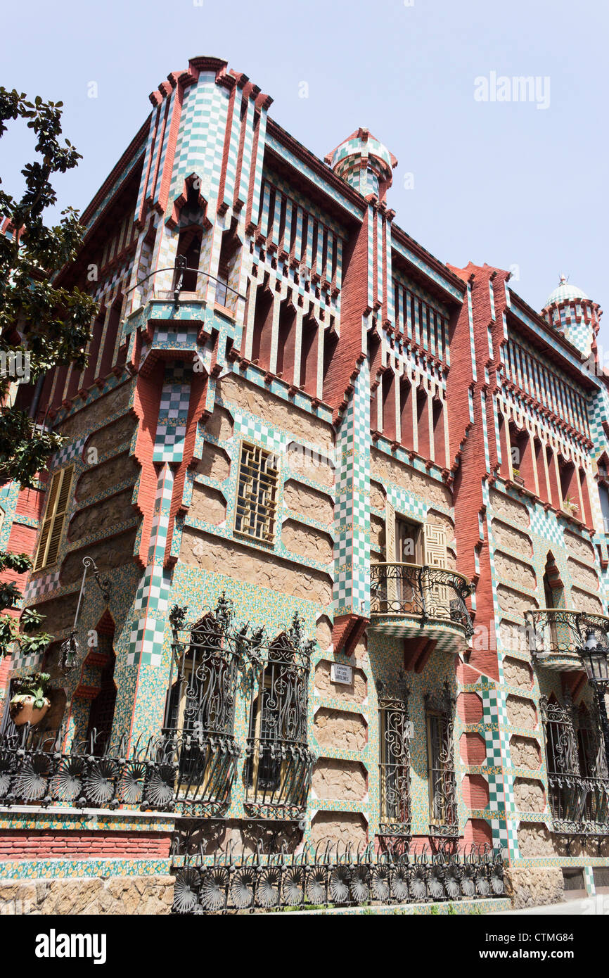 Casa Vicens, Barcelone, Espagne. Conçu par Antoni Gaudi. Banque D'Images