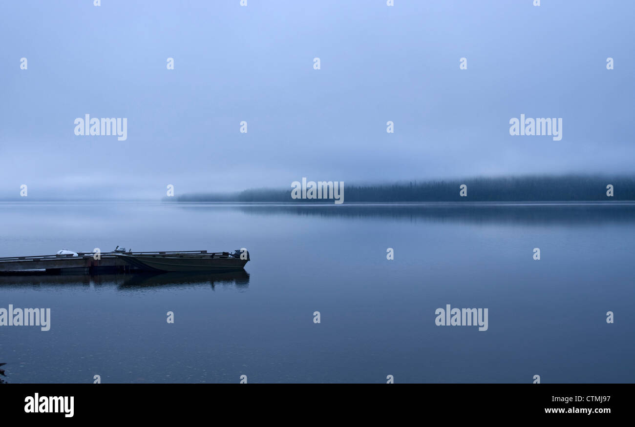 Morning Mist sur Crooked Lake Banque D'Images