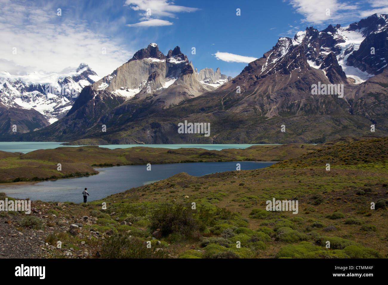 Vue de Los Cuernos sur le Lago Nordenskjold, Parc National Torres del Paine, Patagonie, Chili Banque D'Images