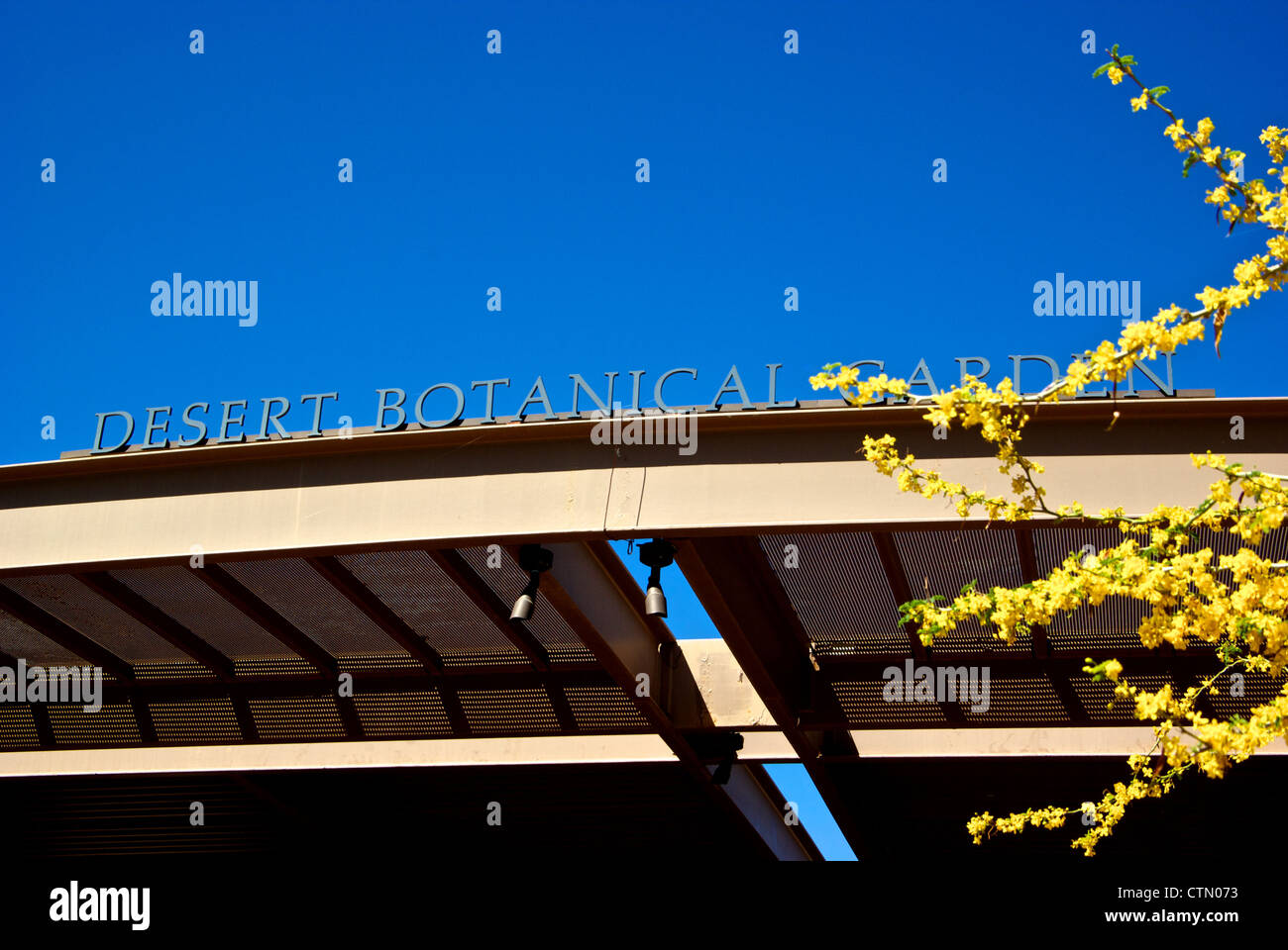 Inscrivez-vous sur le toit entrée Jardin botanique du désert de l'Arizona Phoenix Banque D'Images