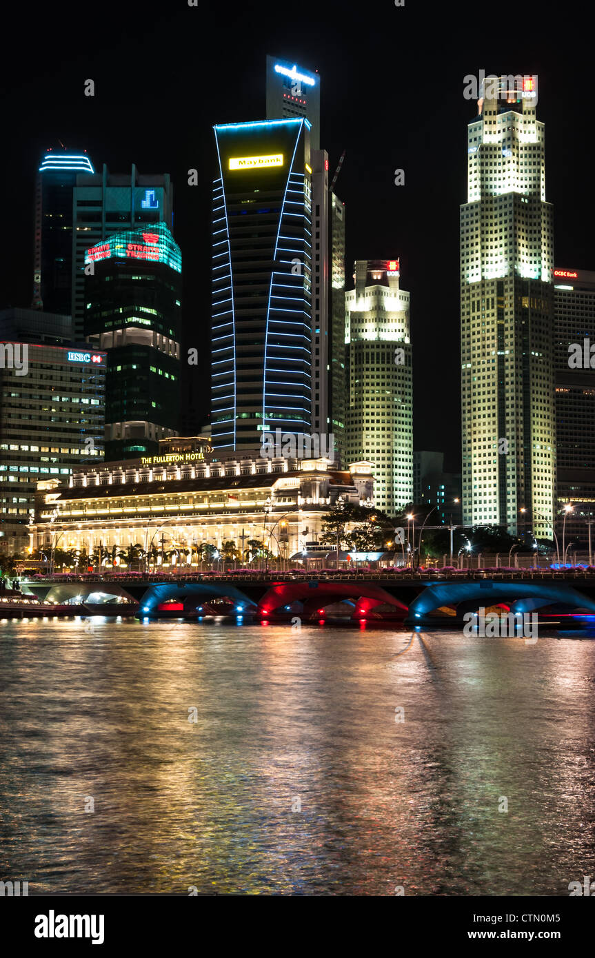 Singapour de nuit Banque D'Images