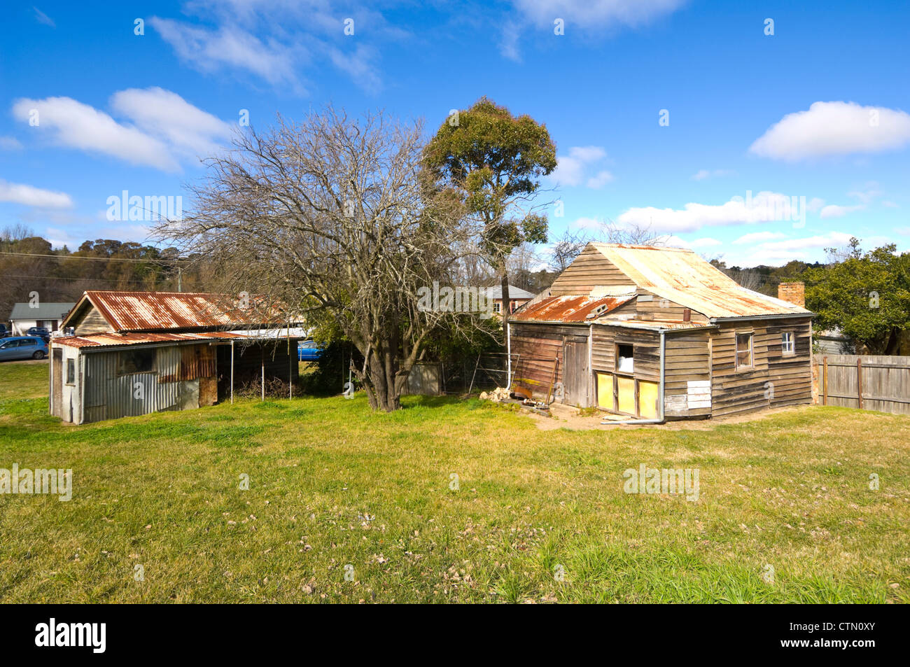 Vieux chalets en bois, Berrima, Southern Highlands, New South Wales, Australie Banque D'Images