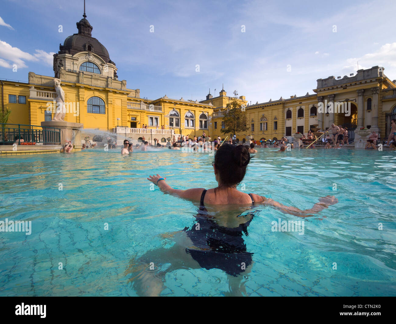 Les thermes de Szechenyi, Budapest, Hongrie, Europe de l'Est Banque D'Images