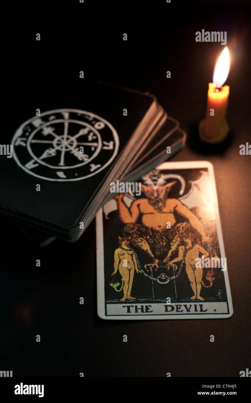 La carte de tarot, le diable, se réfère à la catastrophe ou le mal Banque D'Images