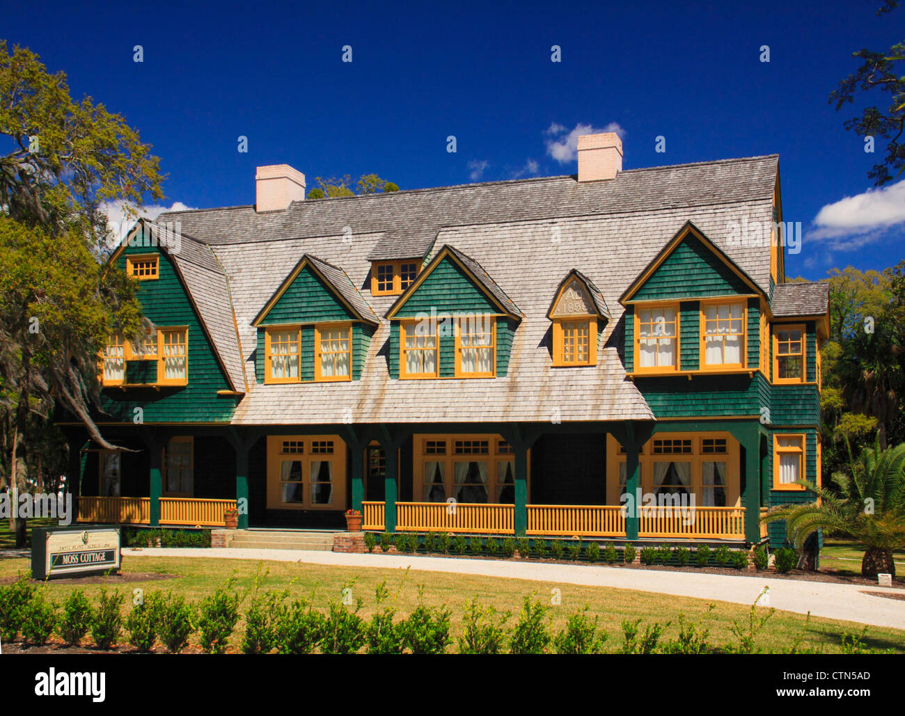 Moss Cottage, quartier historique, Jekyll Island, Géorgie, USA Banque D'Images