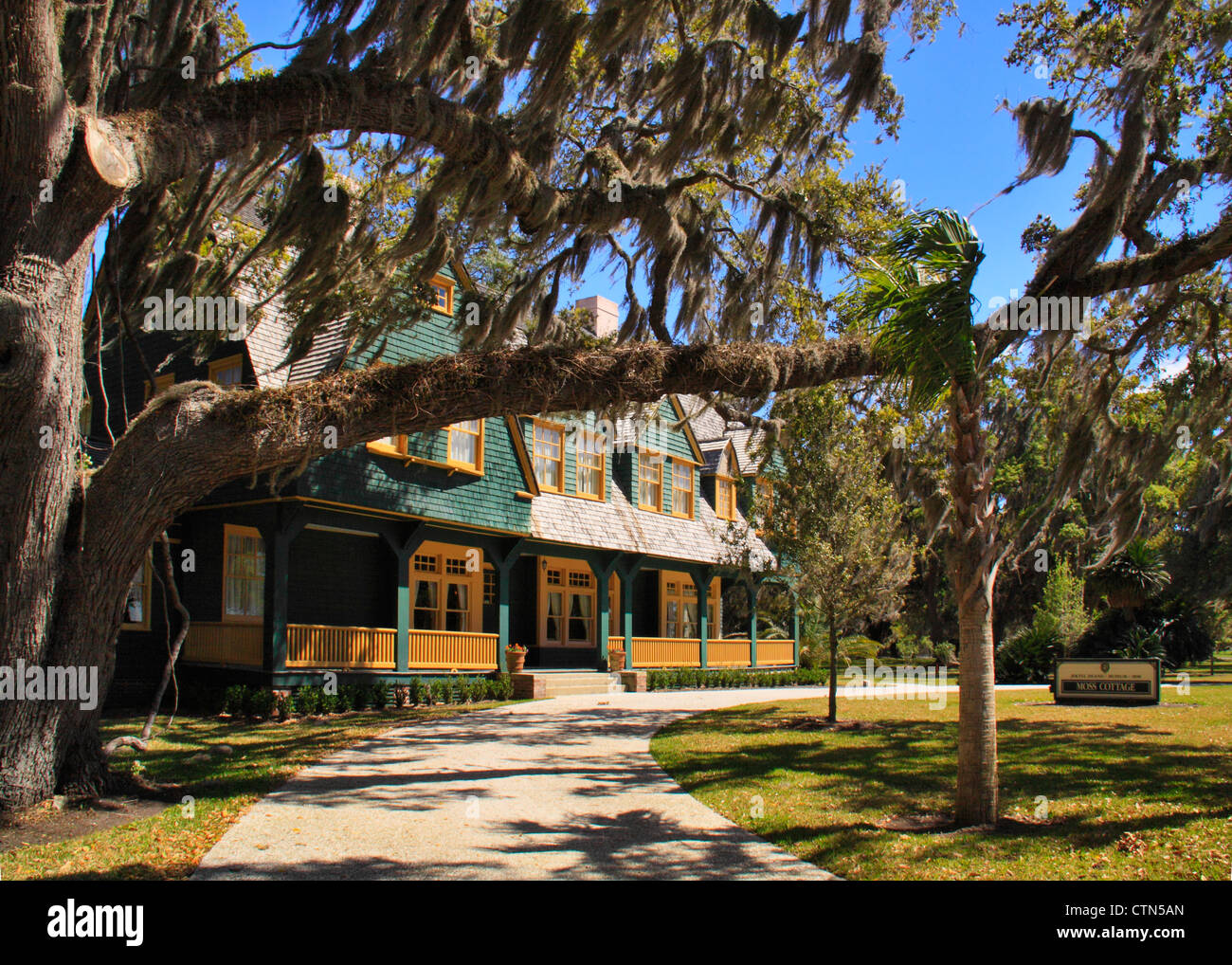 Moss Cottage, quartier historique, Jekyll Island, Géorgie, USA Banque D'Images