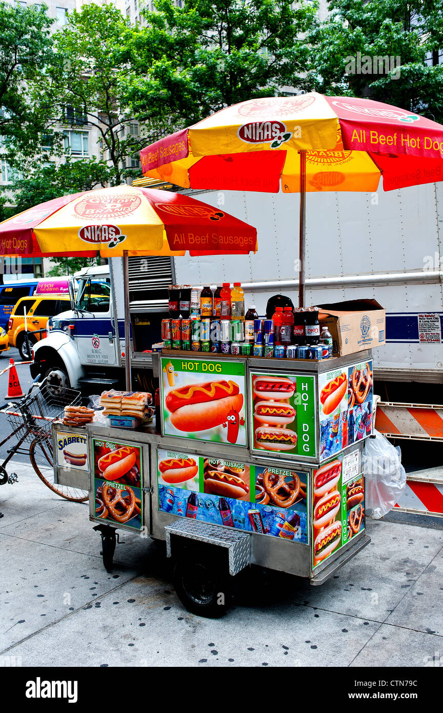 Stand de hot-dog NYC Banque D'Images