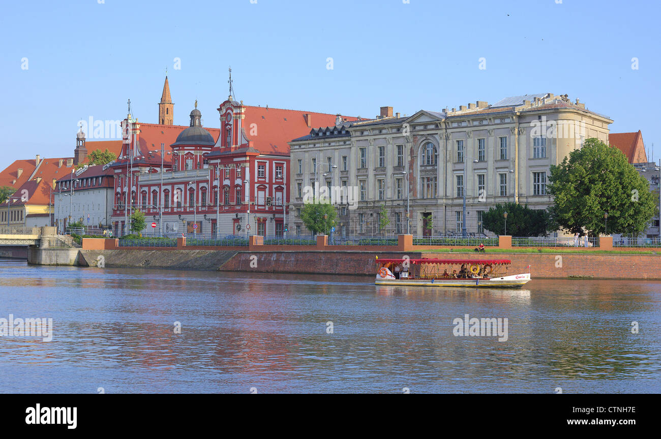 Wroclaw bateau sur la rivière Odra Pologne Banque D'Images