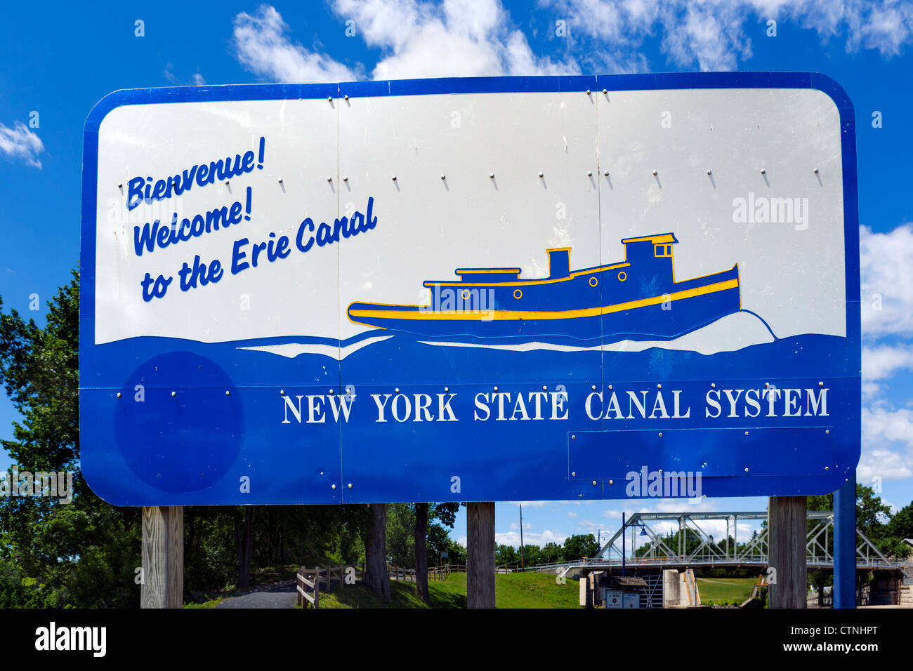 Inscrivez-vous au début de l'Erie Canal par Lock No 2, Waterford, près d'Albany, New York State, USA Banque D'Images
