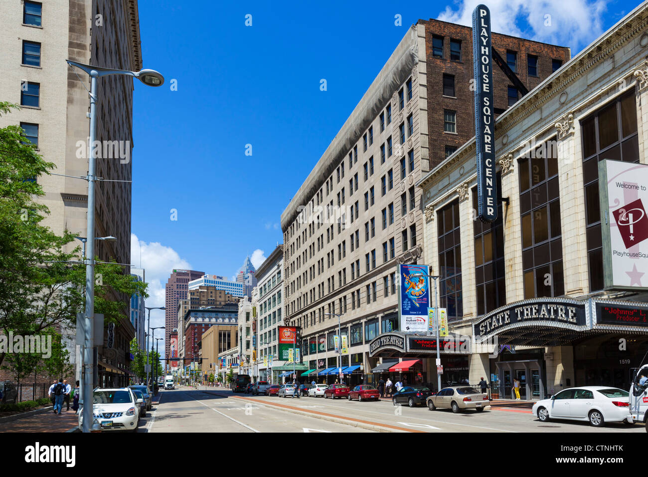 Le Playhouse Square Center sur l'avenue Euclid au centre-ville de Cleveland, Ohio, USA Banque D'Images