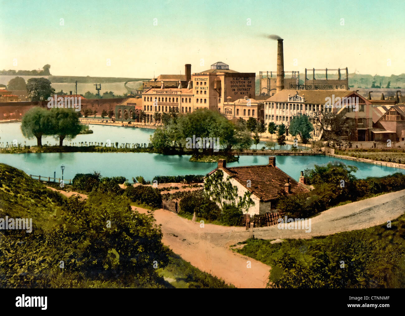 Dartford, Burroughs Wellcome, & Company à Londres, l'usine et les banlieues, Angleterre, RU, 1900 Banque D'Images