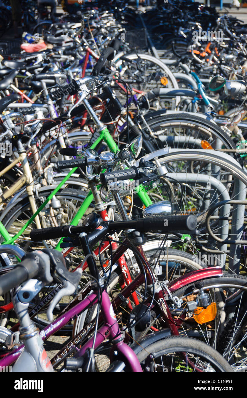 Gros de nombreux vélos parking à la gare ferroviaire de Heidelberg,  Allemagne Europe Photo Stock - Alamy