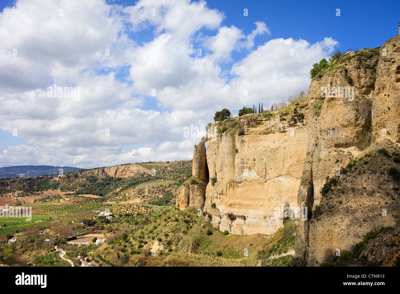Hautes Falaises de Ronda dans le pittoresque paysage andalou dans le sud de l'Espagne. Banque D'Images
