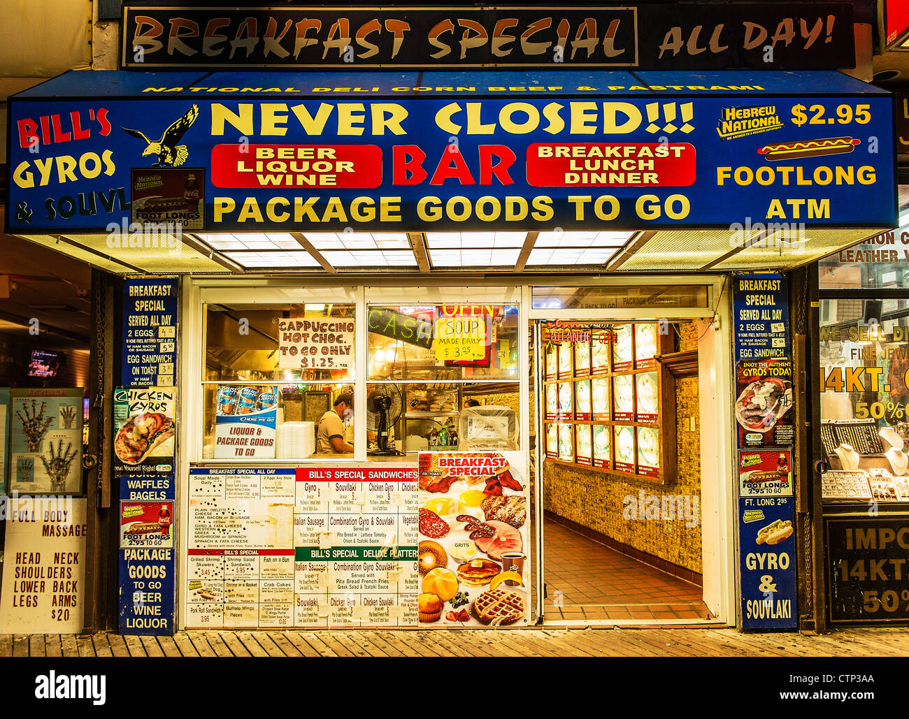 La nourriture grecque sur le Boardwalk, Atlantic City, New Jersey, USA Banque D'Images