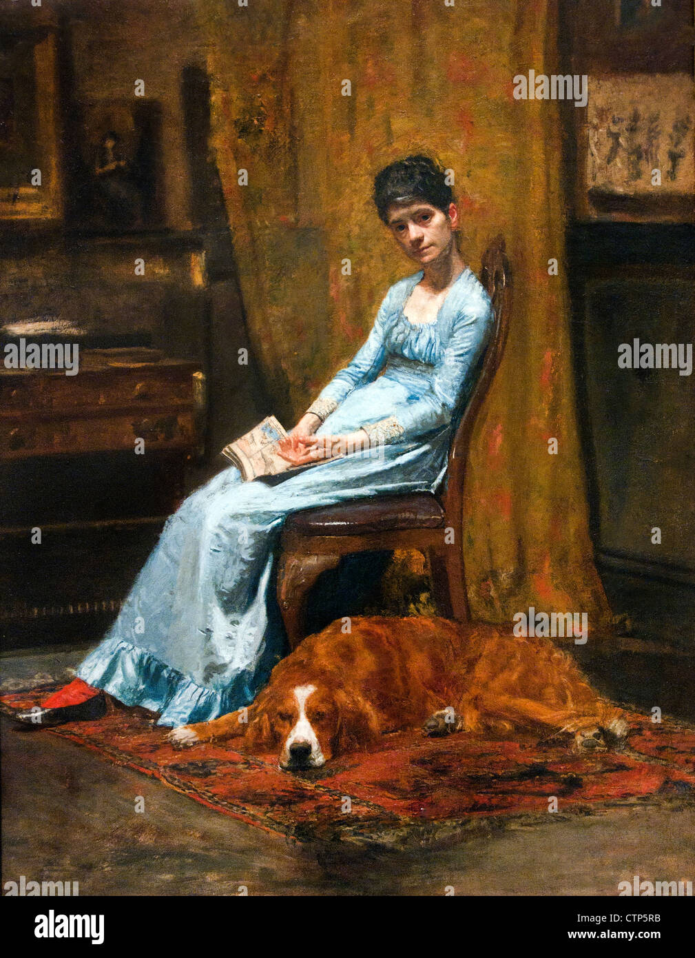 La femme de l'artiste et son chien Setter 1884 Thomas Eakins American United States of America Banque D'Images