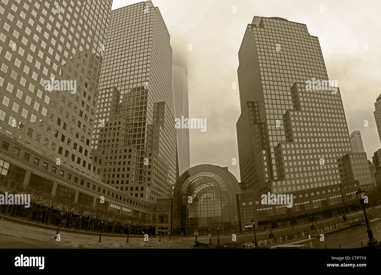 World Financial Center à New York (noir et blanc) Banque D'Images
