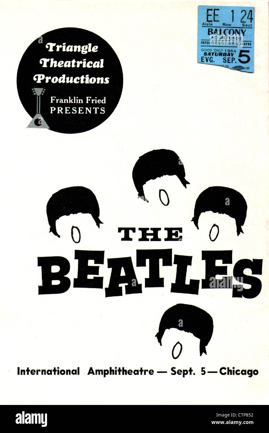 001097 - Les Beatles Chicago International Amphitheatre Programme de concert et de talon de billet du 5 septembre 1964 Banque D'Images