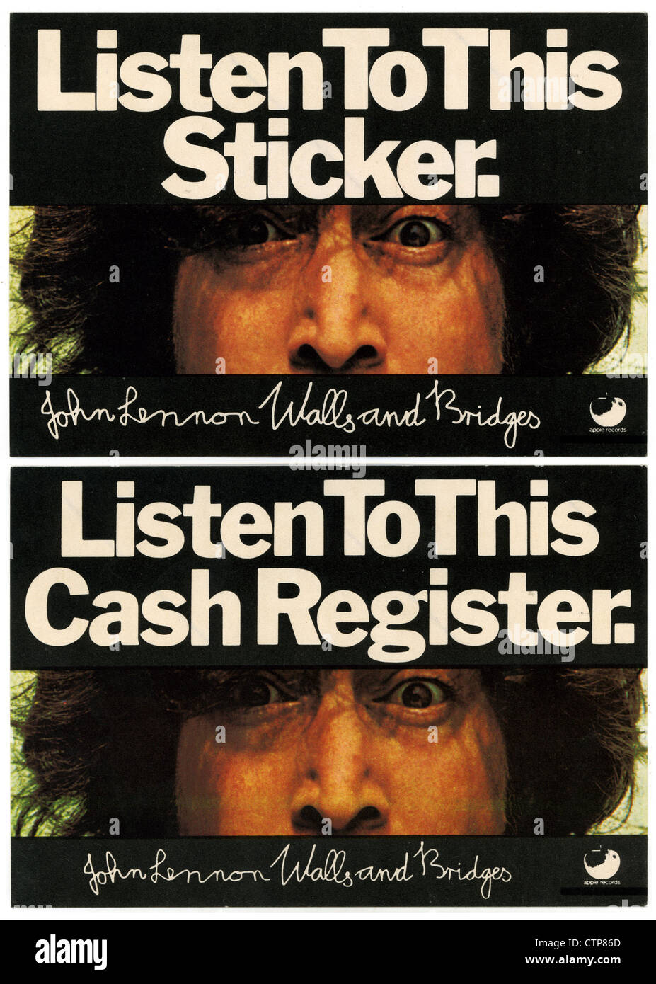 002429 - John Lennon Murs et ponts 1974 Autocollant publicitaire Banque D'Images
