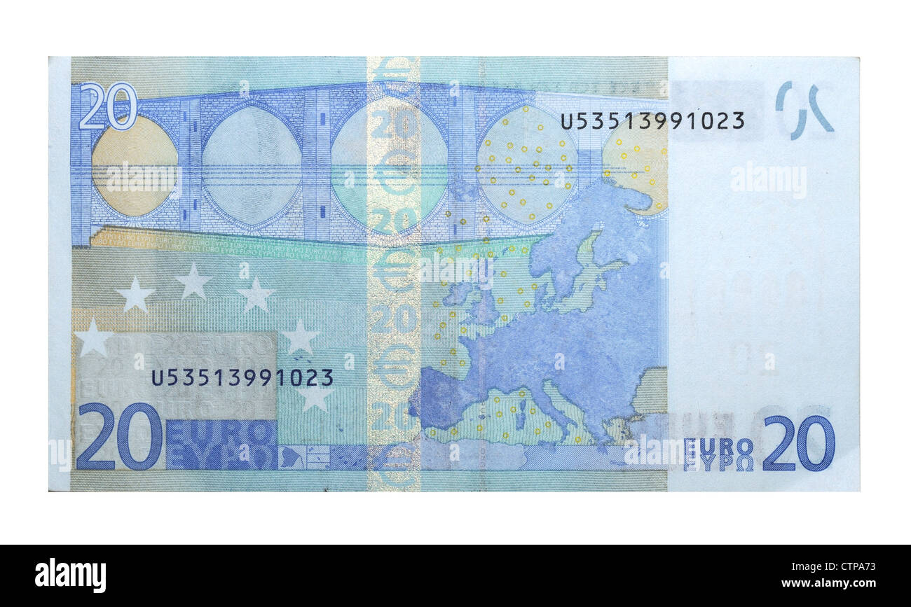 Vingt billets de 20 euros coupés Banque de photographies et d’images à ...