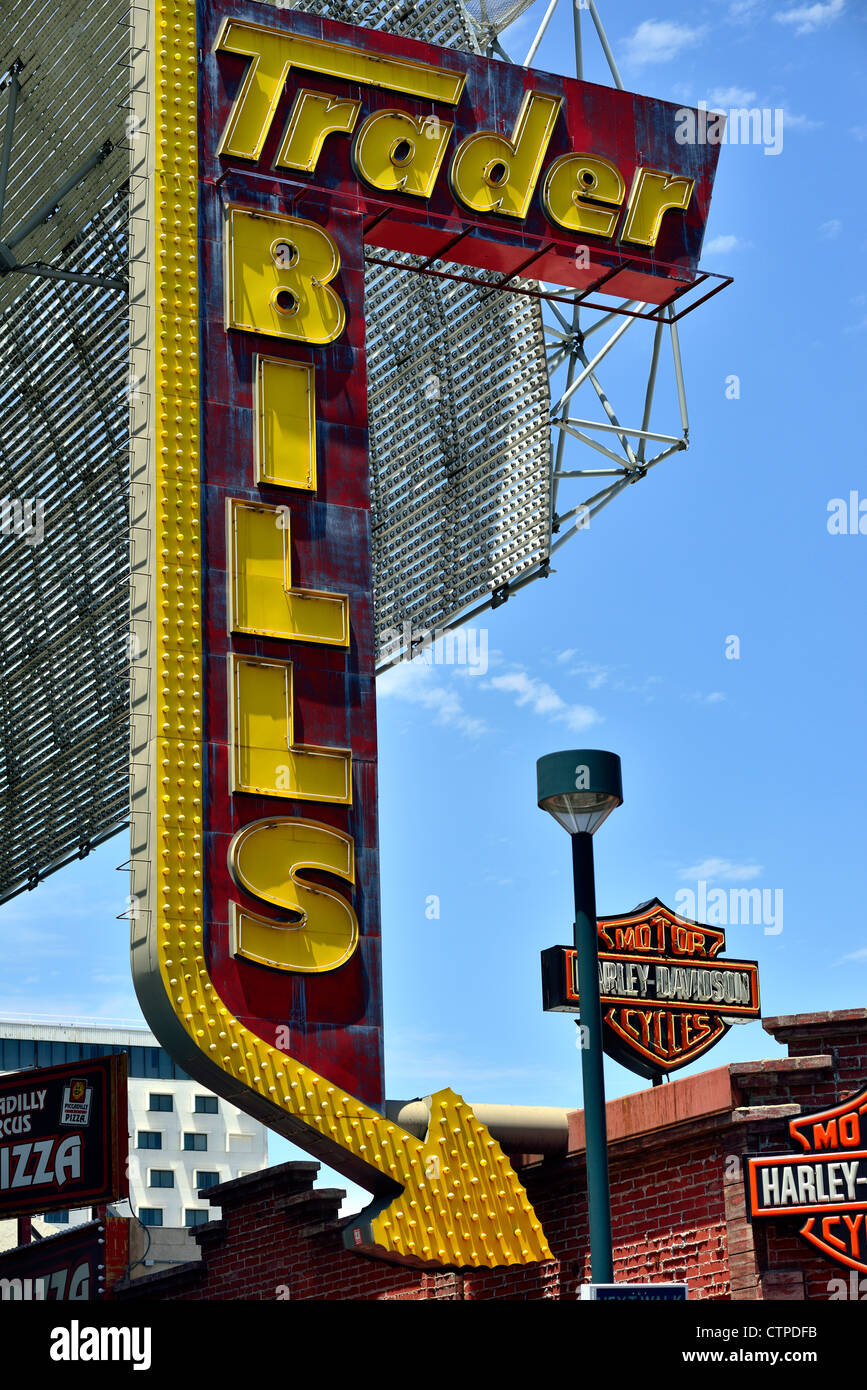 Les projets de l'opérateur signe, Fremont Street, Las Vegas, Nevada, USA Banque D'Images