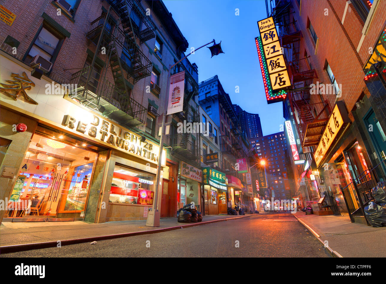 Dans la rue Pell district Chinatown à New York. Banque D'Images