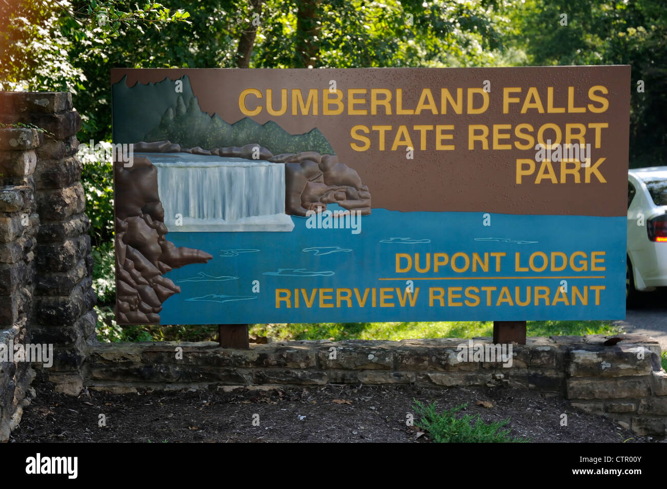 Panneau d'entrée à Cumberland Falls State Resort Park de Corbin, Kentucky, USA Banque D'Images