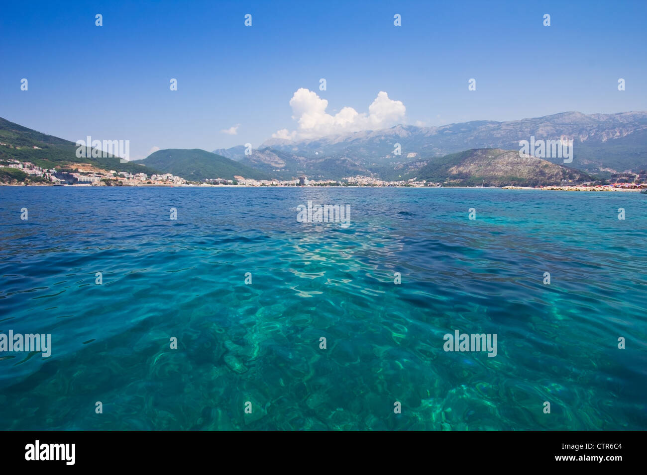 Panorama de Budva voir de la mer. Le Monténégro, Europe Banque D'Images