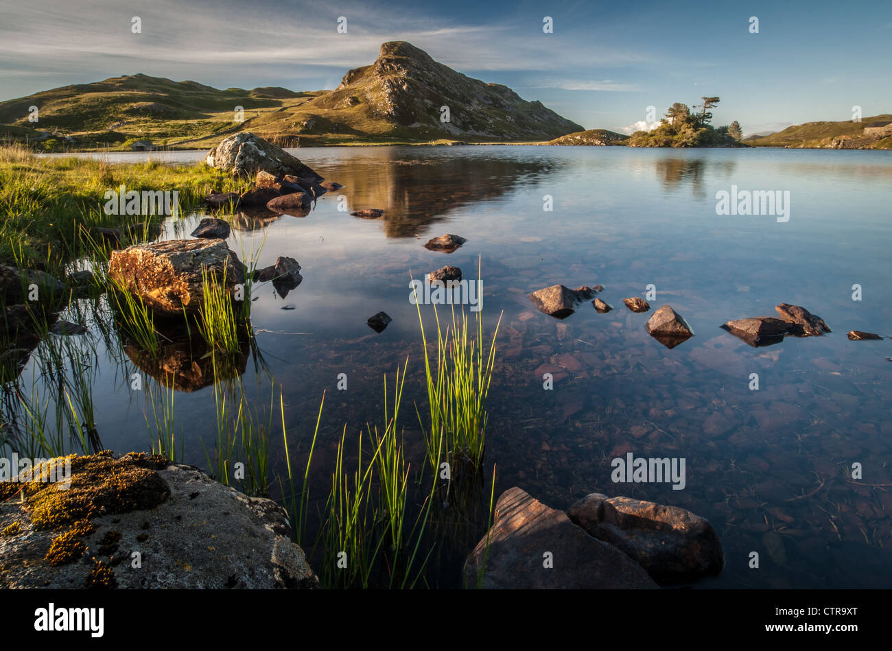 Llyn Cregennan au crépuscule, le Snowdonia Banque D'Images