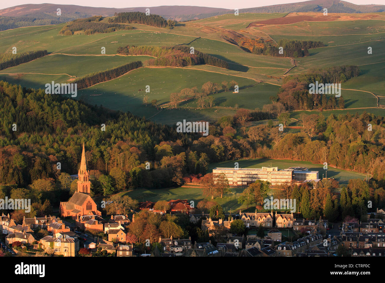 Dans la région des Borders Galashiels sur un matin de printemps Banque D'Images