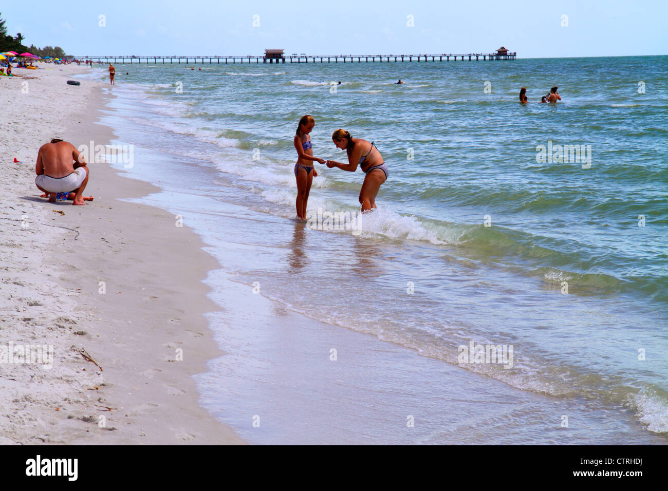 Naples Floride Golfe Du Mexique De Leau Plage Publique De