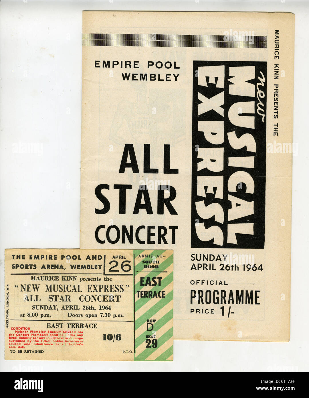 000970 - Les Beatles NME All Star Programme de Concert et l'achat de billets à partir du 26 avril 1964 Banque D'Images
